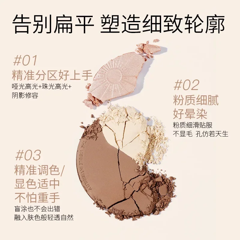 FOREVER·KEY Facial Highlighter Contour Makeup Palette Nose Eye Shadow Powder Brighten Matte Shimmer Blusher Rare Beauty Cosmetic