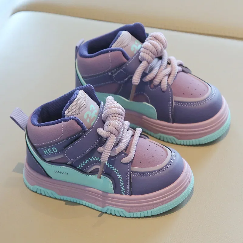 New High-Top Kids Casual Shoes Boys Girls Outdoor Sports Shoes Student Non-Slip Basketball Shoes Soft-Soled Children Sneakers