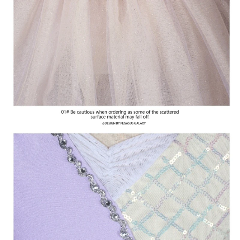 Robe Tutu de Ballet pour filles, manches en voile, Costume de danse combiné pour femmes, paillettes, spectacles sur scène, vêtements de danse, robe de décoration florale