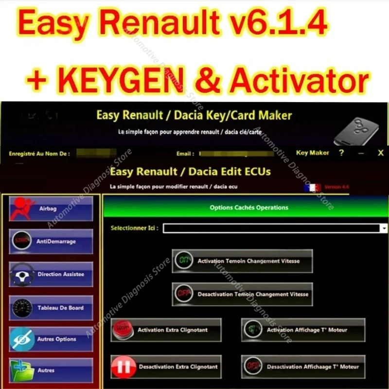 2026 Easy Renault 6.1.4 Software for Renault ECU Programmer Clear Crash Airbag Card Keys UCH Cleaner WORK with OBDLink Renolink