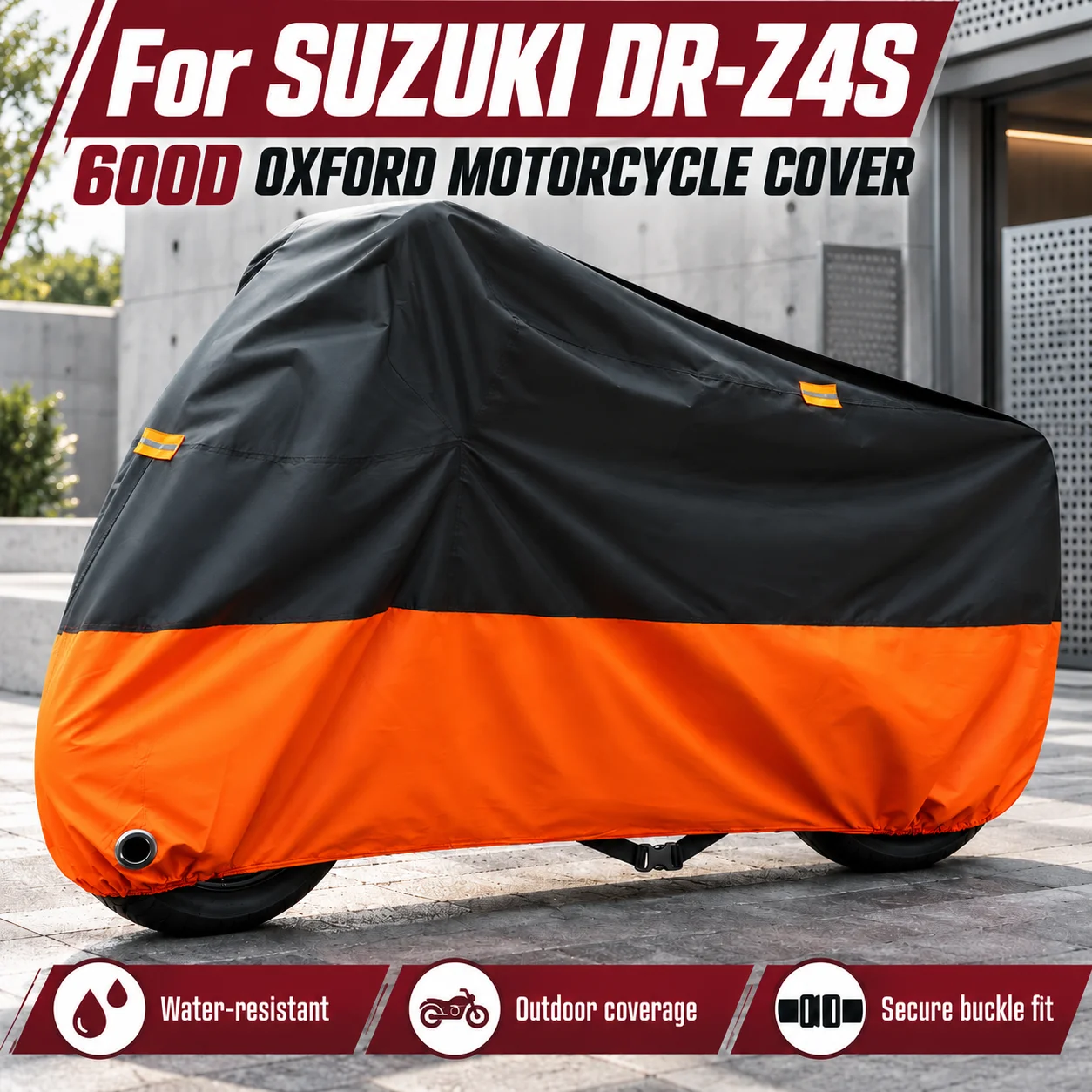 For SUZUKI DR-Z4S motorcycle 600D cover Oxford cloth cover waterproof and tear-resistant reflective strips with storage bag