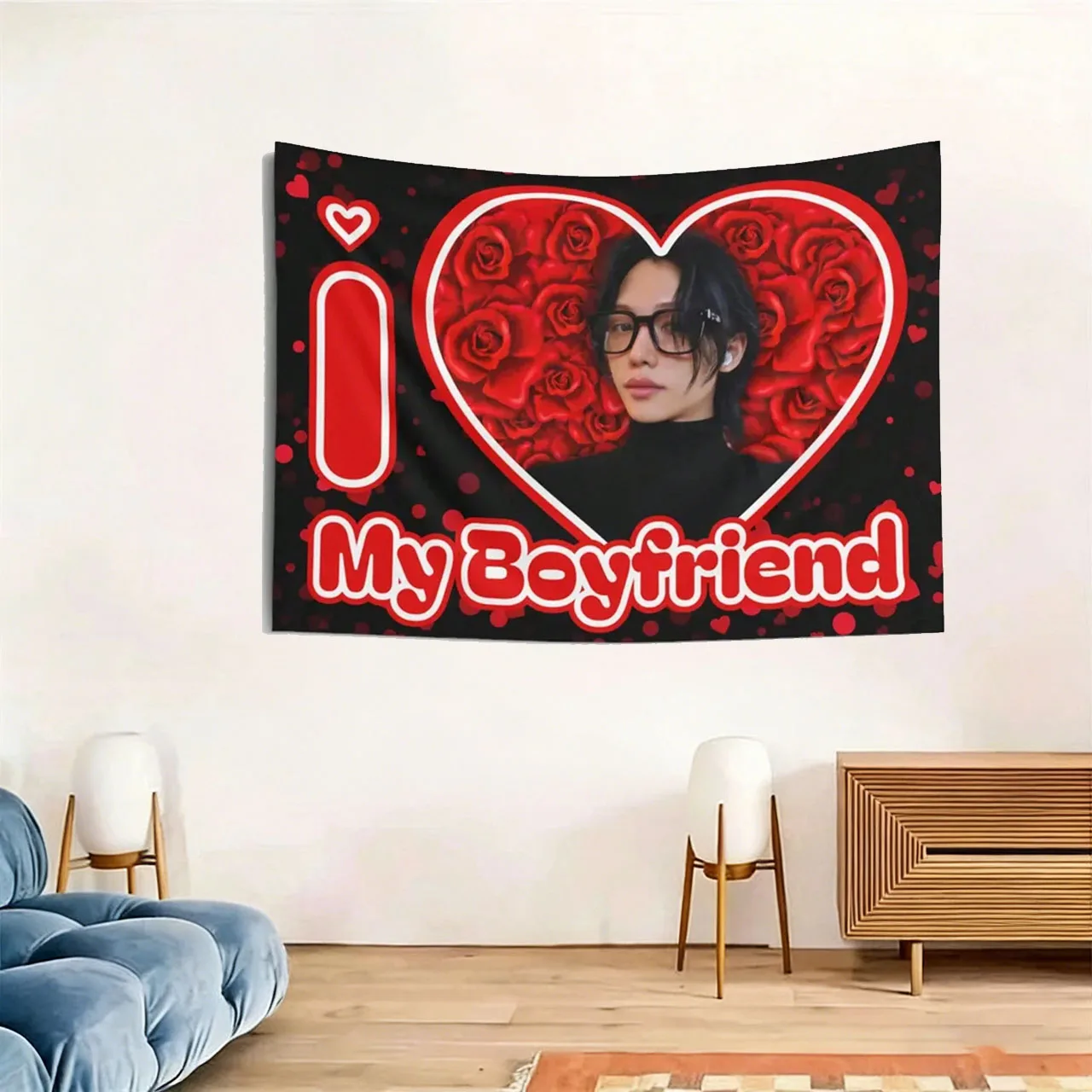 SKZ Felix I Love My Boyfriend Banner, SKZ  Kpop Member Flag, 2025 Tour Merch, Flat Print Wall Decor, Perfect Gift for Fan