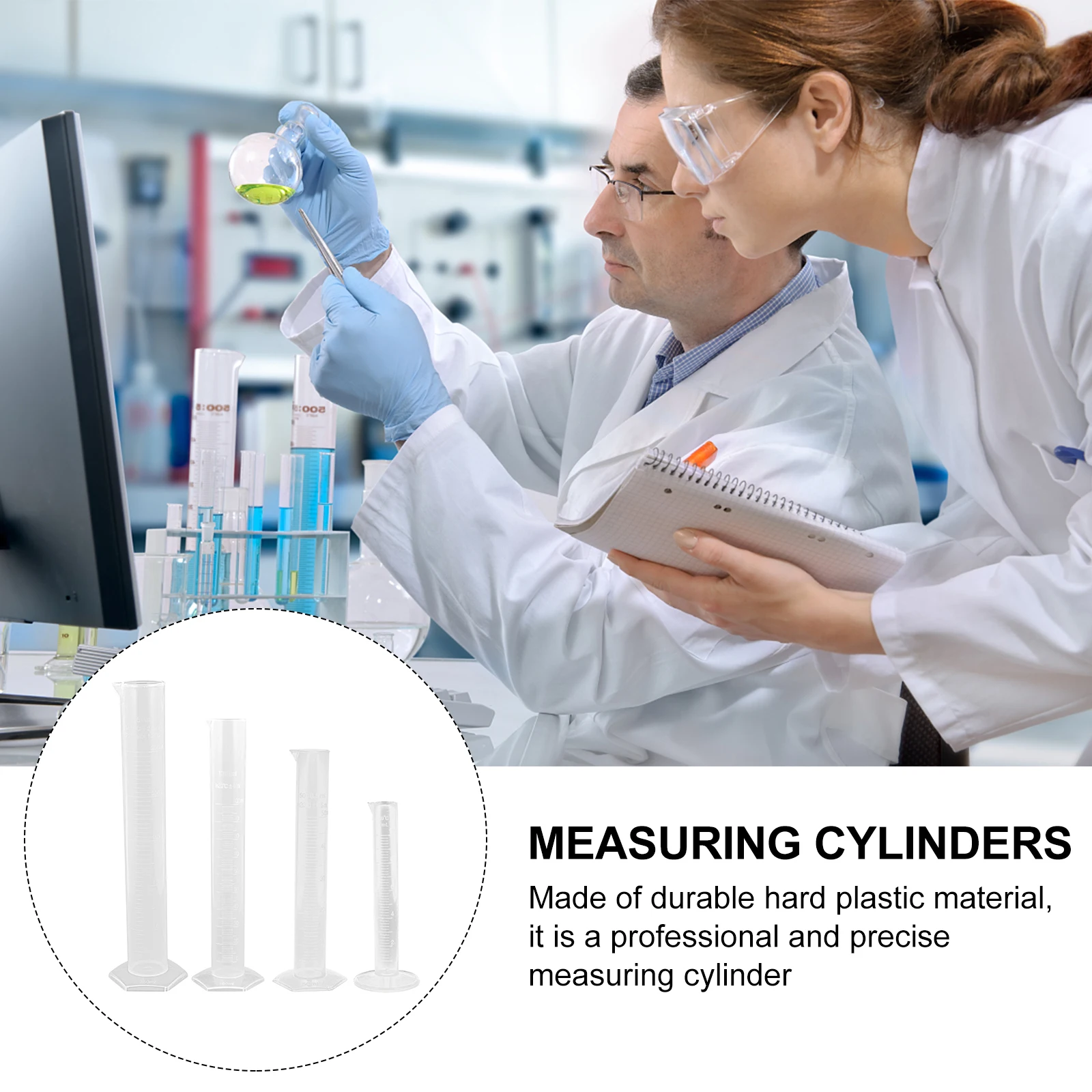 

4pcs Plastic Measuring Cylinder Large Clear Graduated Science Test Tube Hexagonal Base Practical Lab Tool