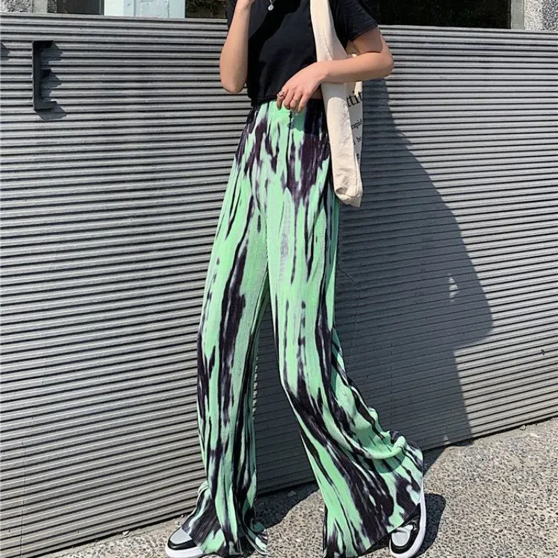 Calças femininas de fenda tamanho único outono novo em estética xxl harajuku estiramento confortável original todos médios calças femininas tie dye