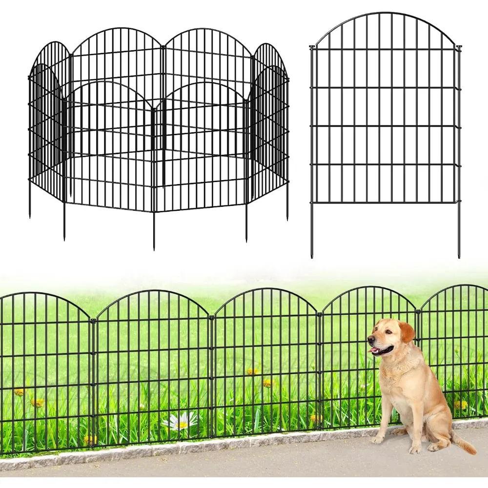 

Metal Garden Fence 36in (H) x 18.7ft (L), 8 Panels +9 Stakes Dog Fence Border Fence Animal Barrier, No Dig Garden Fencing for Ya