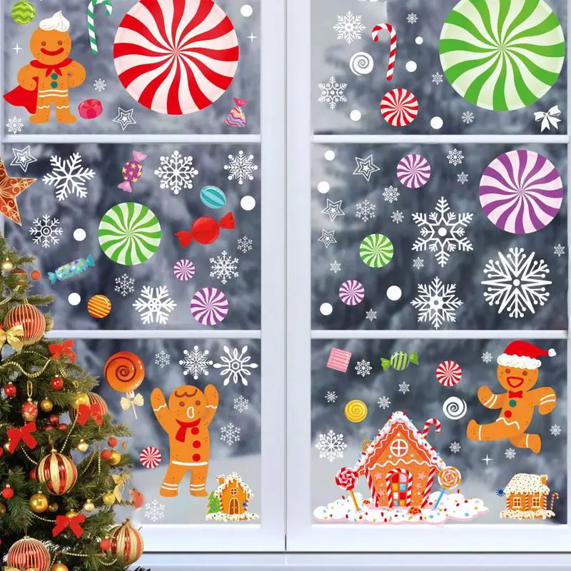 Gingerbread House Candy Stickers Gingerbread Man Window Stickers Christmas Clings Christmas Window Stickers Christmas Room Decor