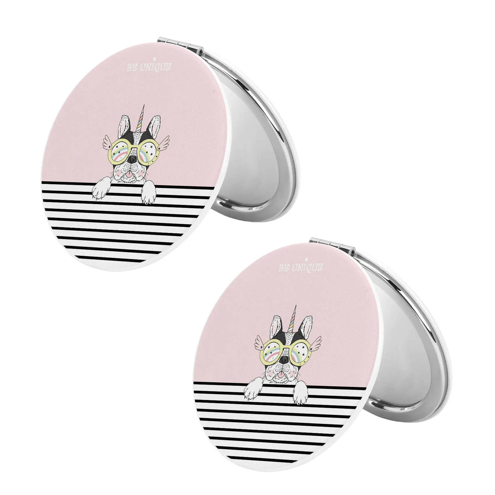 กระจกแต่งหน้าแบบตั้งโต๊ะ สีเรียบง่าย พกพาสะดวก กระจกแต่งหน้าแบบพกพา พับได้ สำหรับนักเรียน ขนาดกะทัดรัด น่ารัก กระจกพกพา