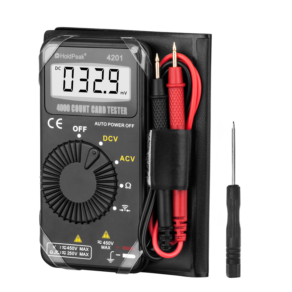  Digital Multimeter,Pocket Voltmeter Ohmmeter Measuring AC&DC Voltage Resistance Continuity Buzzer Diode Test, Auto Ranging Card 