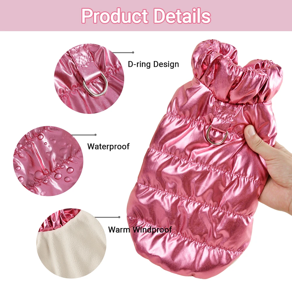 Winter-Hundejacke, Weste, warme, winddichte Haustierkleidung, Welpenmantel für kleine und mittelgroße Hunde und Katzen, leicht anzuziehende Kleidung, Chihuahua- und Mops-Kostüm. – Detail 13