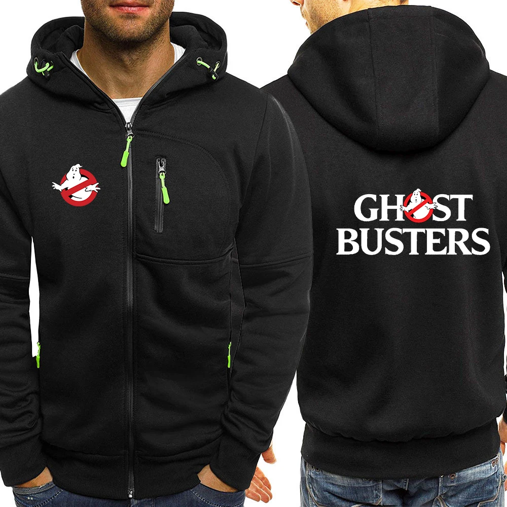 Ghost Busters 2024 New Men's Tri-color Hooded Jacket Spring Autumn Comfortable and Leisure Slim-fit Spliced Harajuku Zipper Tops