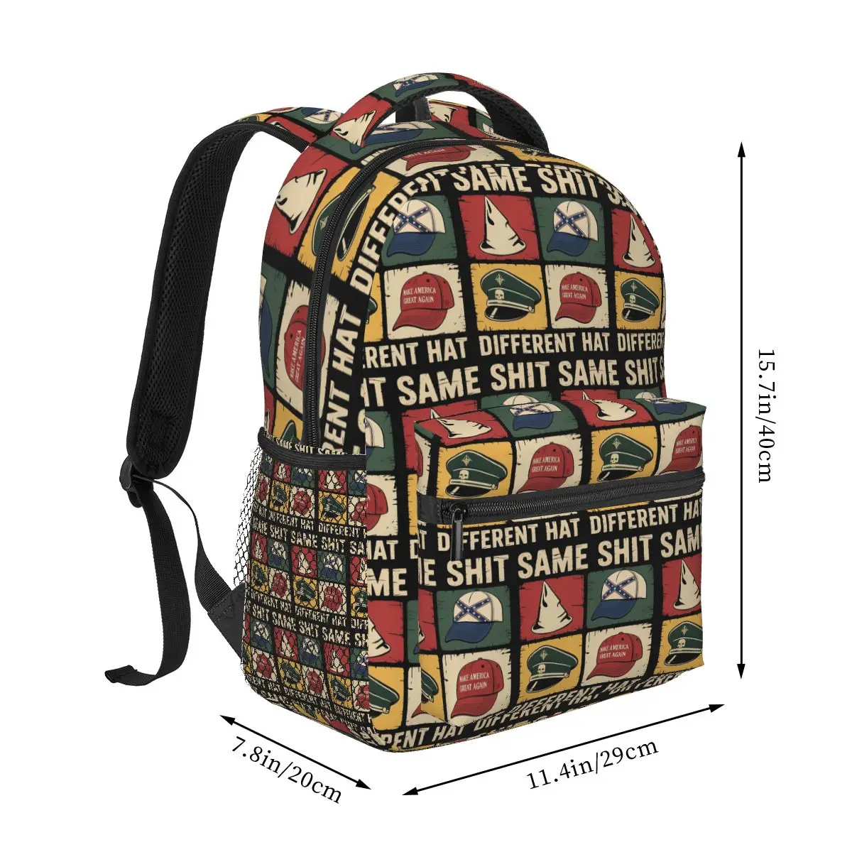 Same Shit Different Hat Funny Quote Student Backpack School Bag Hiking Travel Daypack for Boys Girls Bookbag Shoulder Bags