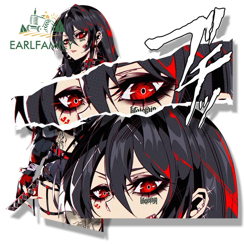 EARLFAMILY Punk Akame Fanart Car Sticker Hot Anime Night Raid Killer Decal JDM Cartoon Peek Girl Graffiti Sketch Waifu Stickers