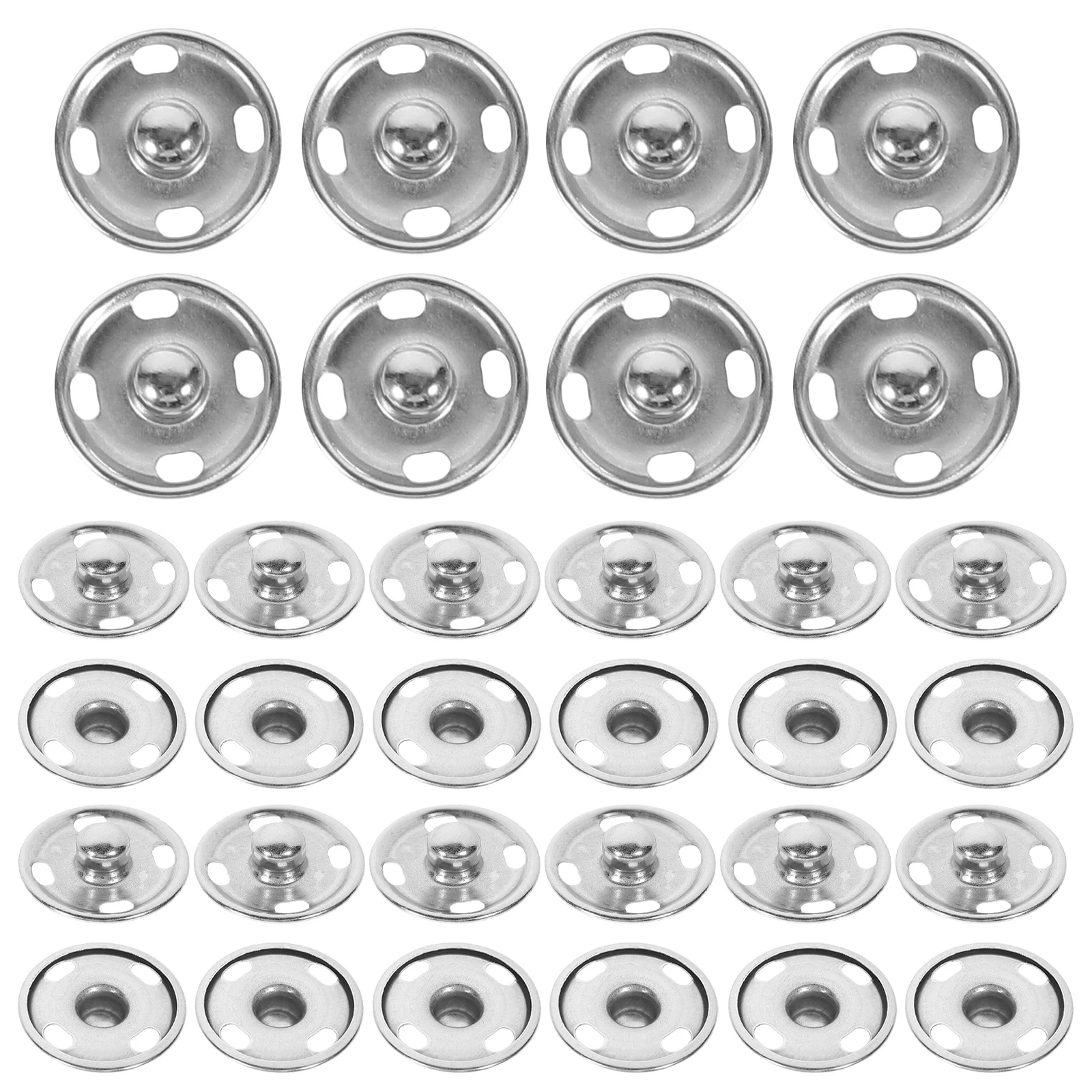 

50 Sets Sew On Snaps Buttons Metal Snaps Fasteners Press Studs Buttons 2 Parts Brass Press Fasteners Round DIY Craft Accessory (