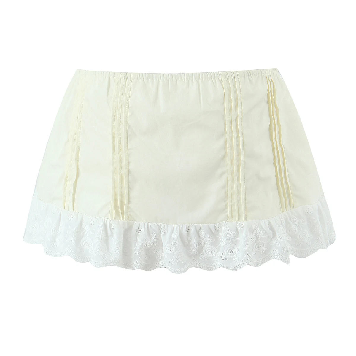 2 kolory 2025 Sexy Splice Lace Through Buttons Tank Top + Elastic Zipper Low Waist Wood ears Ruffle Hem Mini Skirt 2 Pieces 1 Set