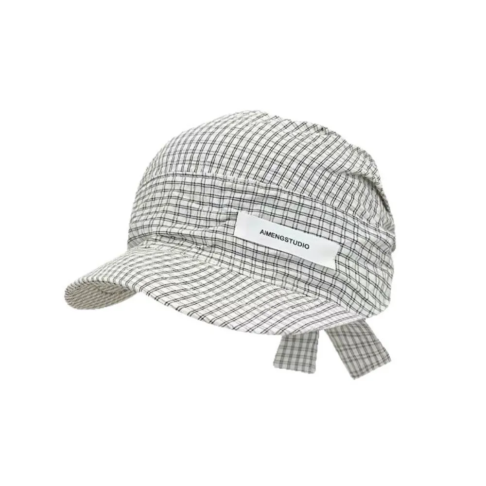 

Rural Style Headscarf Baseball Hat Lace Plaid Sunscreen Headscarf Hat Japanese Scarf Peaked Cap Strappy Bandana Cap Summer