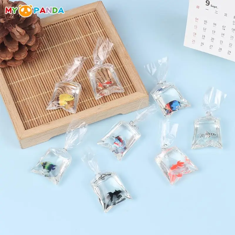 1Bag 1:12 Dollhouse Miniature Fish Tank Goldfish Cute Ornamental Fish Model Doll House Home Aquarium Scene Decor Toy Accessories