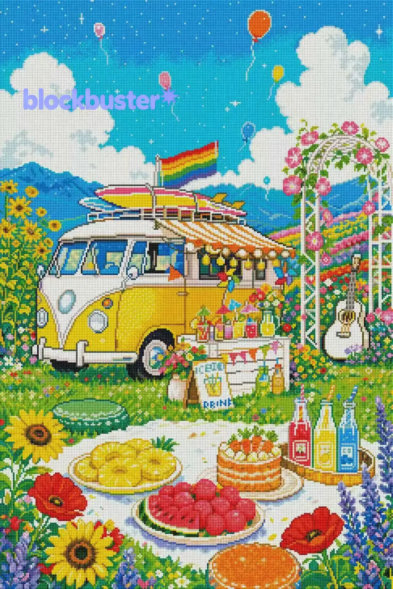 Frameless Kit De Diamantes Rainbow Picnic Van, Sin Marco