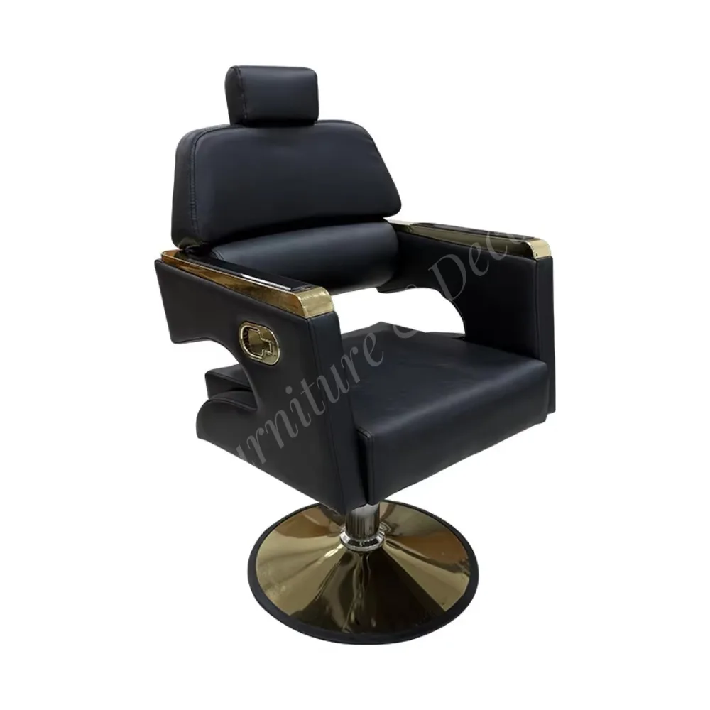 New Design Circular Base Green Barber Chair Basic Dimensions Beauty  Salon Chair Gold Plated Hair Styling Chairs