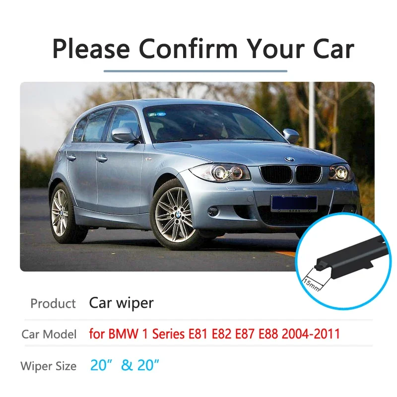 Car Wiper Blades for BMW 1 Series E81 E82 E87 E88 2004~2011 Windshield Wipers 118d 118i 120i 120d 123d 125i 128i 135i 116i 116d