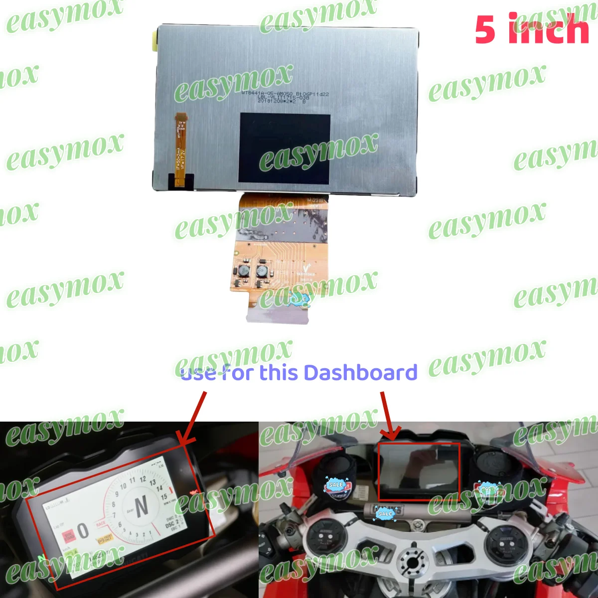 

5" LCD Display for 2018-2024 Ducati Panigale V4 Streetfighter V4 Multistrada V4 Speedometer Instrument Cluster LBL-VLIT1715-03A