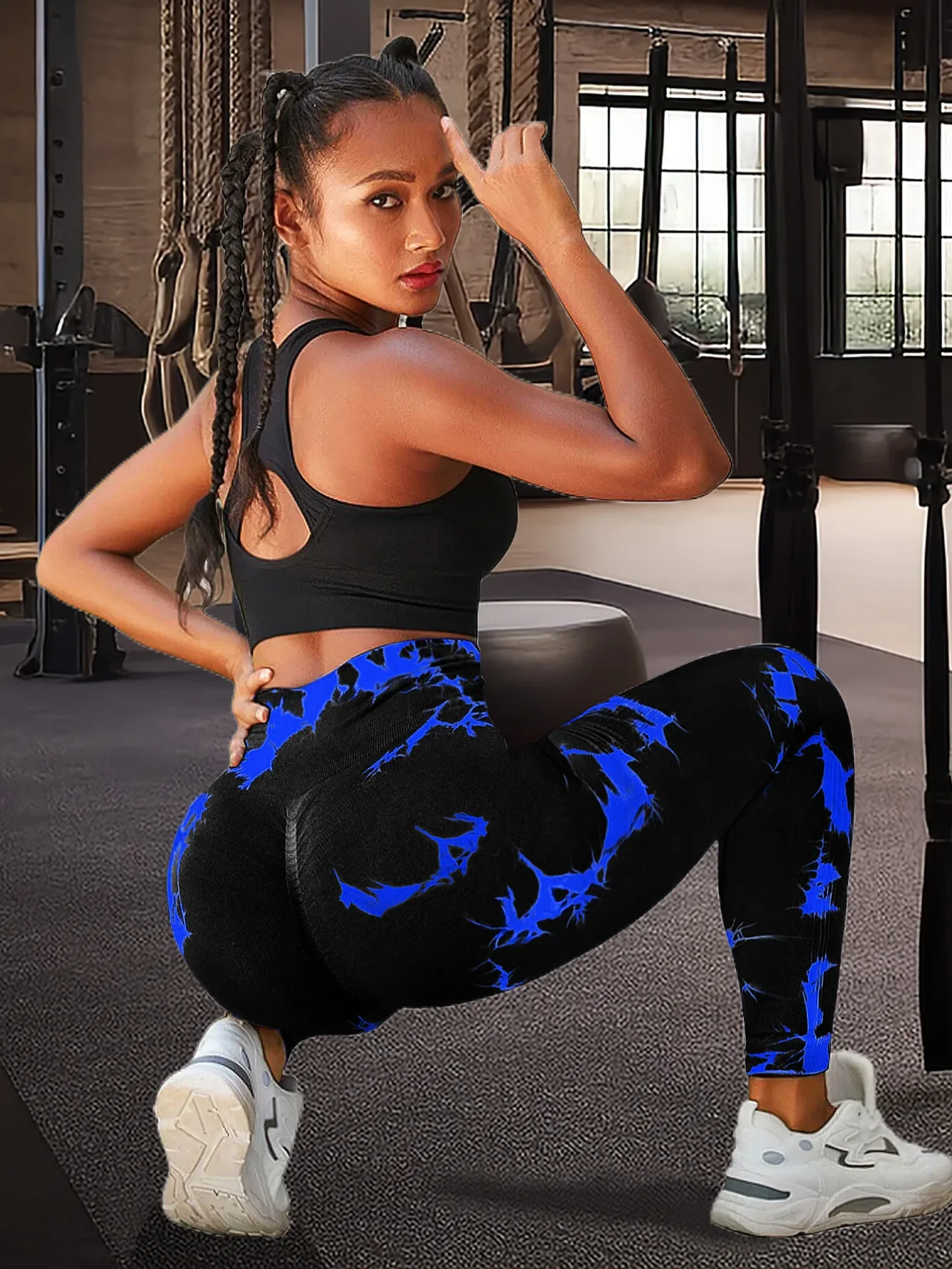 

Tie-dye sweat-wicking breathable waist running high waist tight peach hip elastic fitness yoga tights