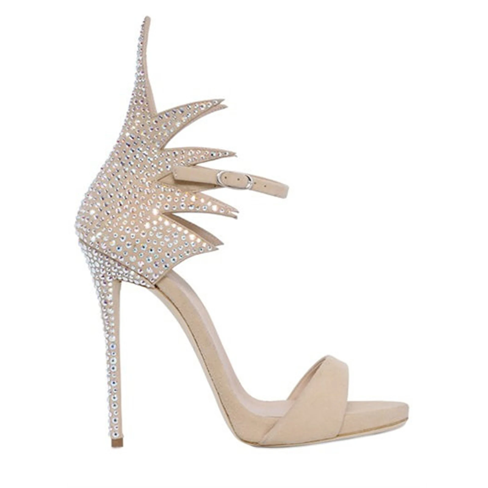 

Summer new sexy stiletto high heel open toe suede rhinestone sandals banquet dress all-match large size custom women's shoes