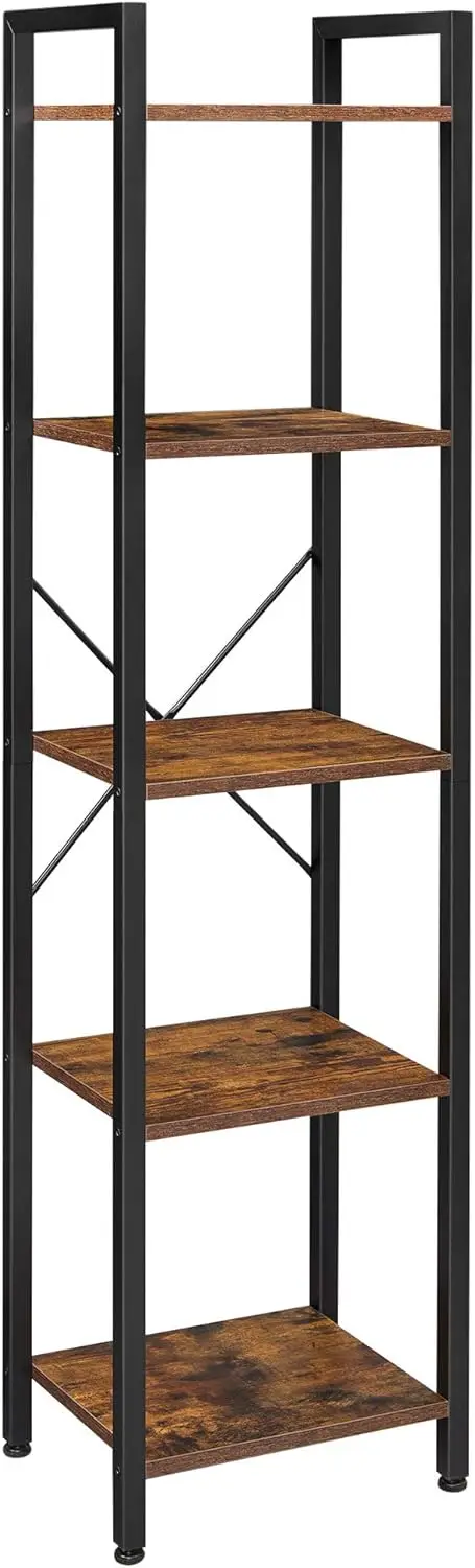 

VASAGLE Bookshelf, Bookcase, 5-Tier Storage Shlef Rack with Steel Frame, for Living Room, Office, Study, Hallway, Industrial