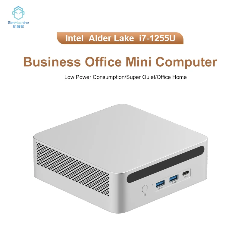 Genmachine New Ren12 i7-1255U Mini PC 1.7GHz up to 4.7GHz CPU Support M.2 DDR4 WIFI6 Win11 i7 1255U pc gamer Dual Ethernet port