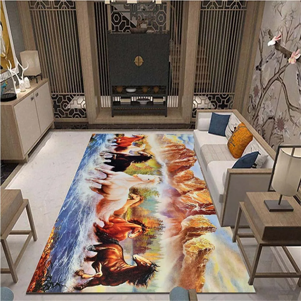 

Landscape Pentium fine horses Area Rug Large,Carpet Rug for Living Room Bedroom Sofa Doormat Decoration,kids Non-slip Floor Mat