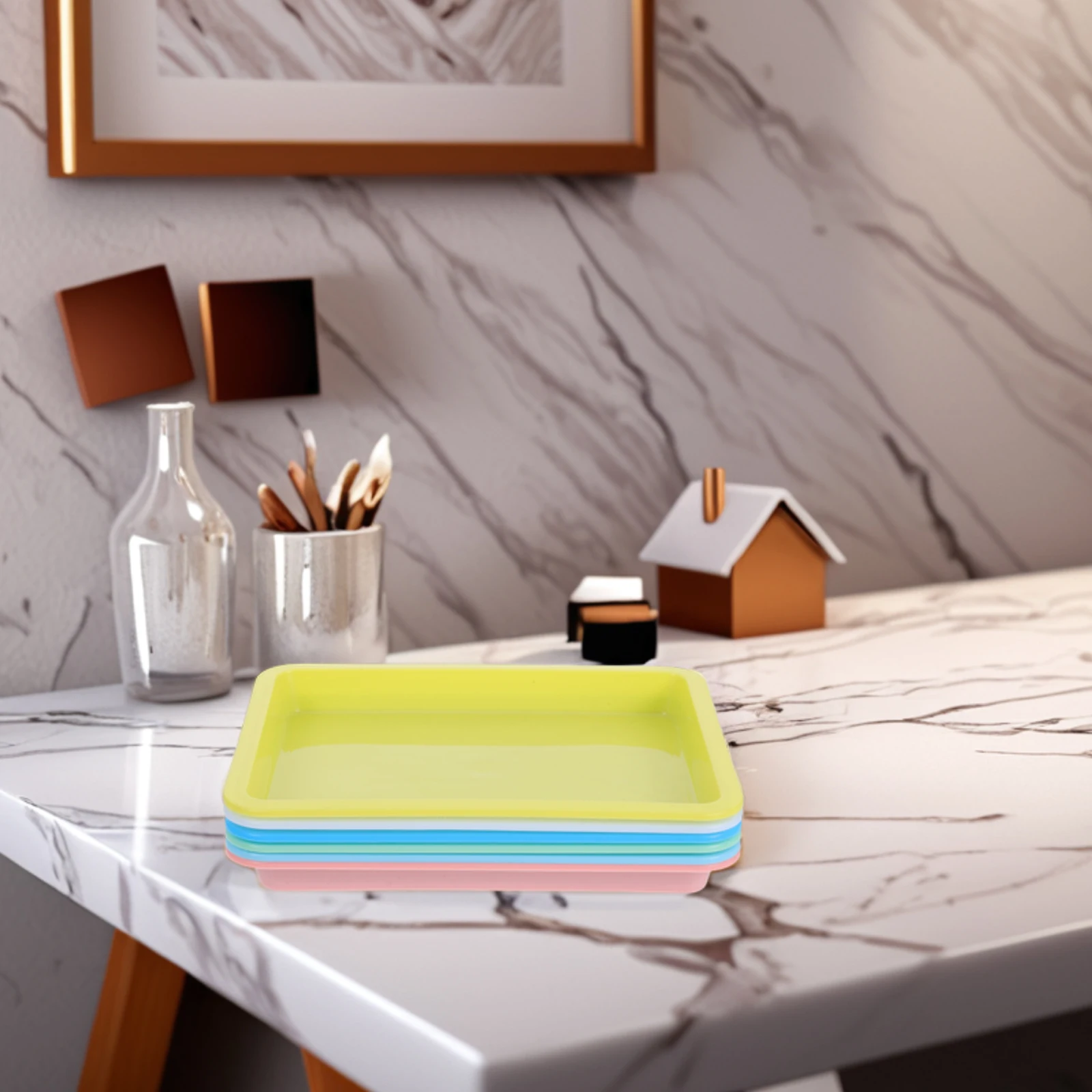 

6Pcs Plastic Art Trays Multicolor Organizer for Crafts Painting Activity DIY Project Storage Tray for Painting