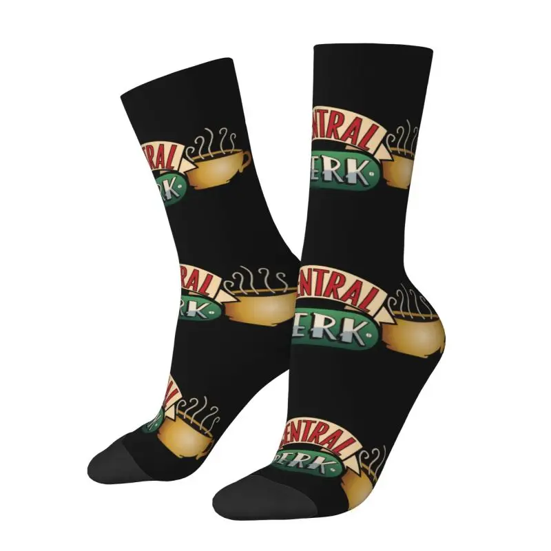 Novelty Printed Central Perk Friends Socks for Men Women Stretch Summer Autumn Winter TV Show Crew Socks