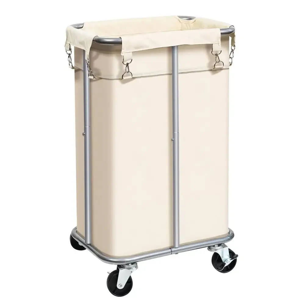 Portable Laundry Hamper with Wheels Sturdy Steel Frame Easy Assembly 100L Capacity