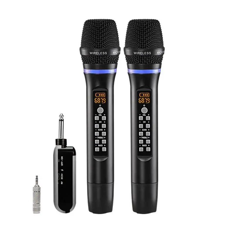 

UHF Professional Dual Wireless Microphone BT Reverb Sound Universal Live Streaming for Home Stage KTV