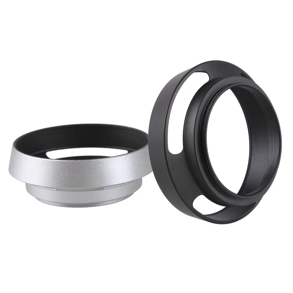 Pare-soleil pour objectif de caméra, monture métallique, noir/argent, pour Leica Sony Fujifilm Fuji, 37mm, 39mm, 40.5mm, 43mm, 46mm, 49mm, 52mm, 55mm, 58mm