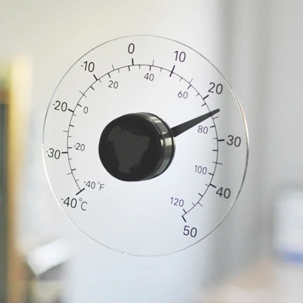 Waterproof Clear Outdoor Window Thermometer Circular Self Adhesive Pointer Temperature Measurement Tester Meter Clock Weather