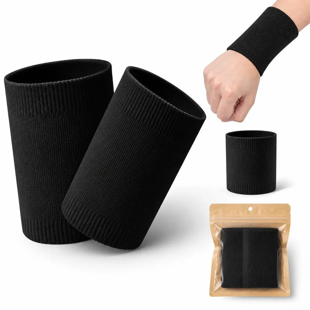 1Pair Breathable Sports Wrist Supports Elastic Knitted Sweat Absorbing Wrist Support Sleeves Seamless Tube Stretch Fit
