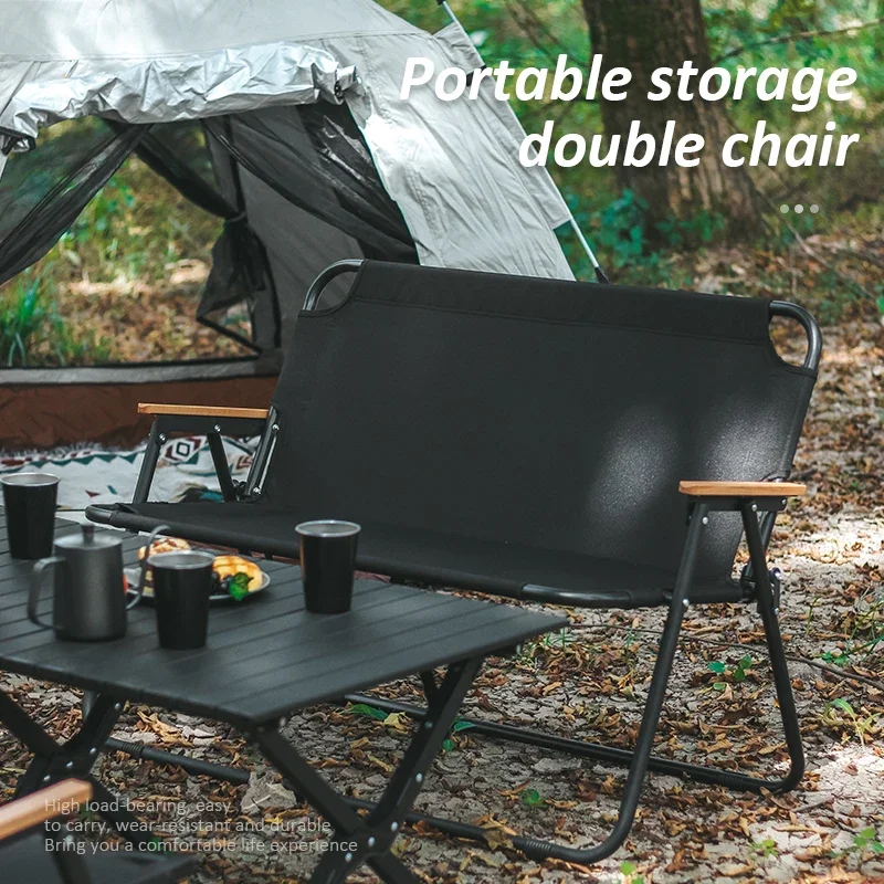 Outdoor Chair Double Living Leisure Seat  Backrest Chair Bench Natural Chair Room Camping Folding Chair