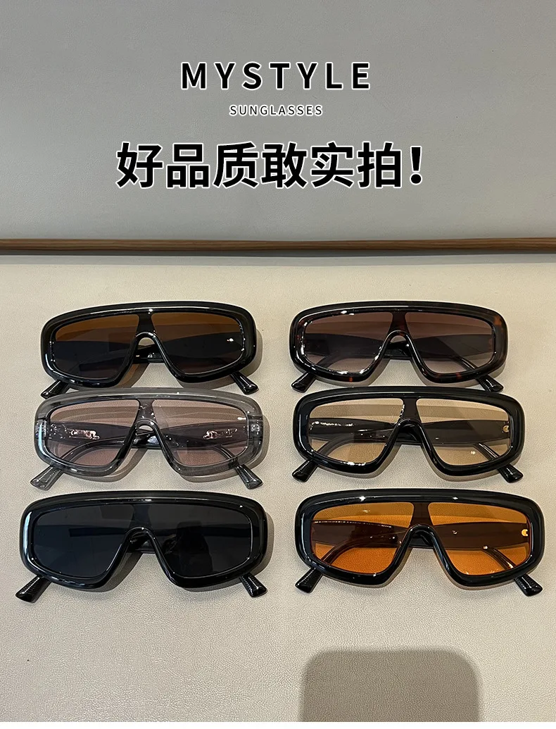 Vintage One-Piece Quadratische Sonnenbrille für Damen Neue Mode Schwarze Verlaufsgläser Übergroße Sonnenbrille für Herren Retro Gestreifte Fahrbrille – Detail 10