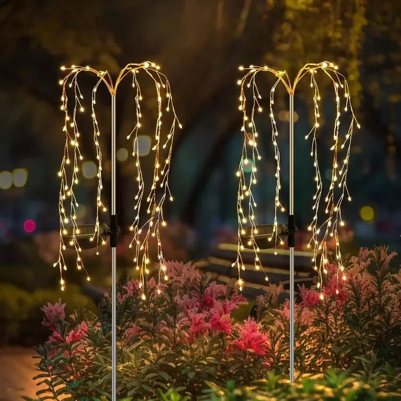 

Solar Outdoor Lights for Garden Decor, 100 LEDs Copper Wire Firework String Lights for Outside Garden Porch Solar Fairy Lights