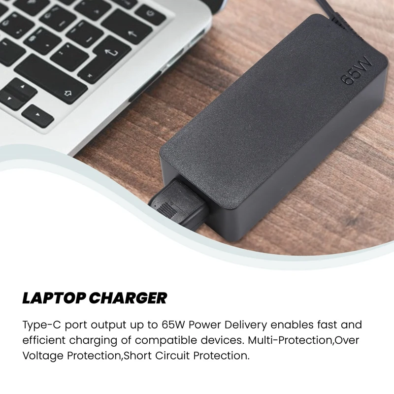 ACアダプター 65W USB Type C ラップトップ充電器 Chromebook 100E T480 T580 Yoga C930 アダプター電源コード、USプラグ用