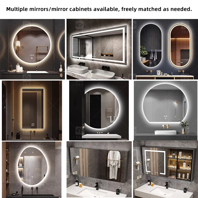 Custom Factory Supply Modern Hotel Marble Sintered Stone Basin Sink Wood Cabinet Smart LED Mirror Bathroom Vanity