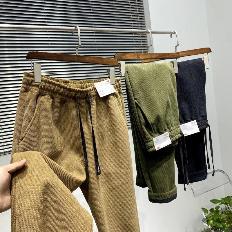 

Exquisite Quali High-End Corduroy Fce Lined Men's Faionable Warm Straight Leg Casual Pants Autumn Winter Long Trousers