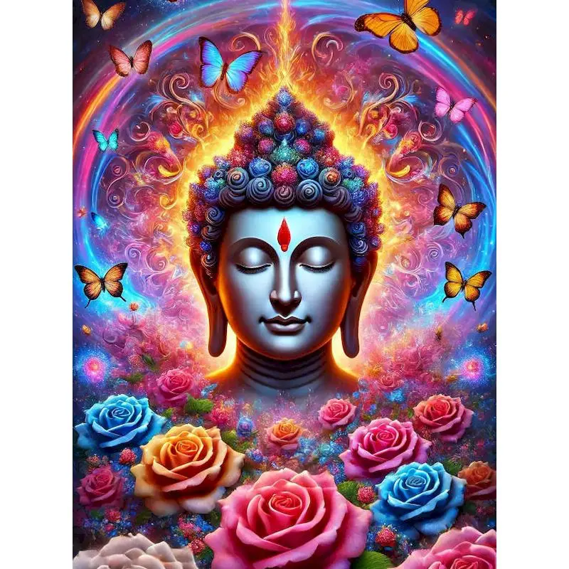 

GATYZTORY Buddha Paint By Numbers Paint Kit Canvas Painting Figure Paint for Painting Living Room Decoration Art Supplies