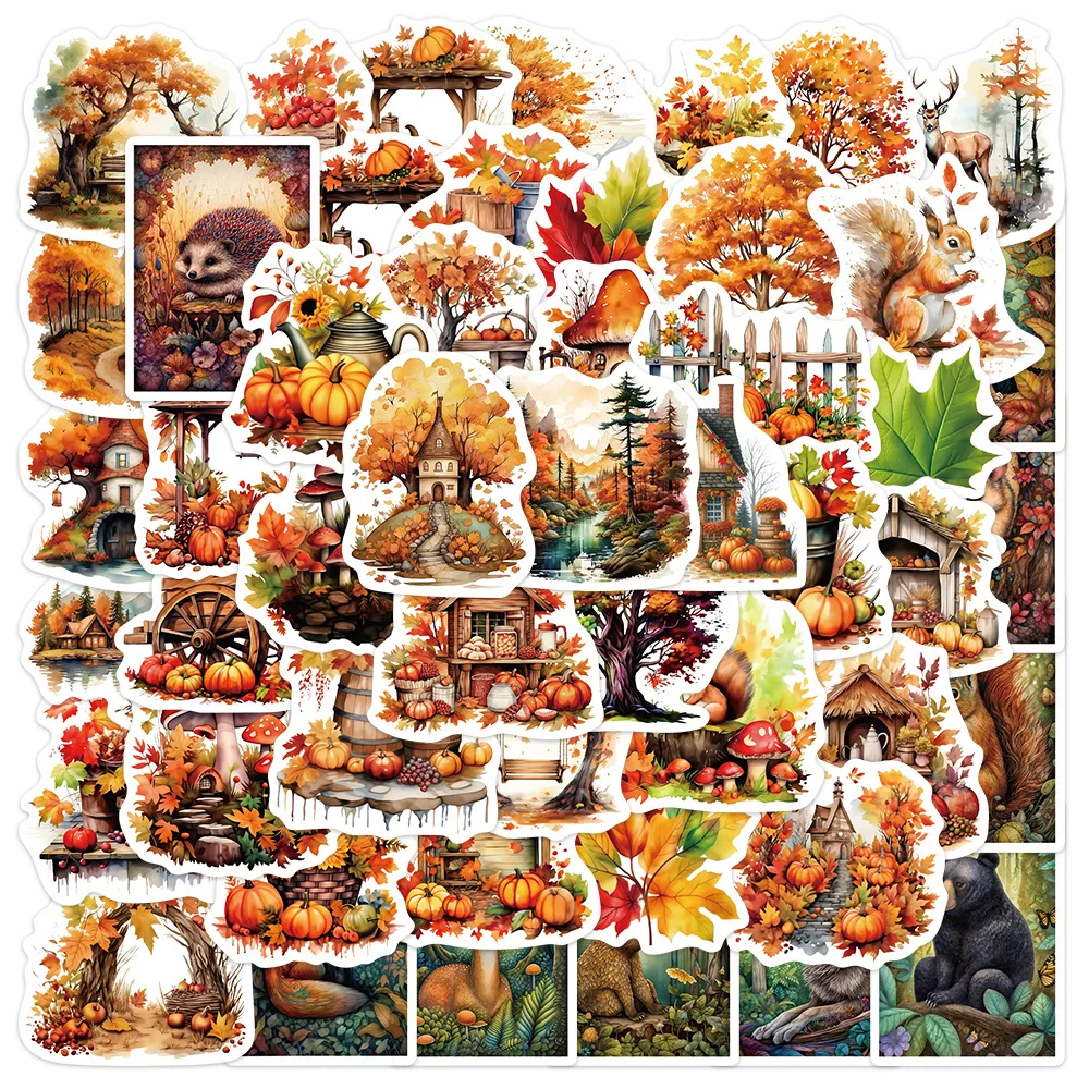 10/30/50PCS Forest Cute Squirrel Sticker Waterproof PVC Decorative Phone Cases Laptop Cup Stationery Box Scrapbook Luggage Decal