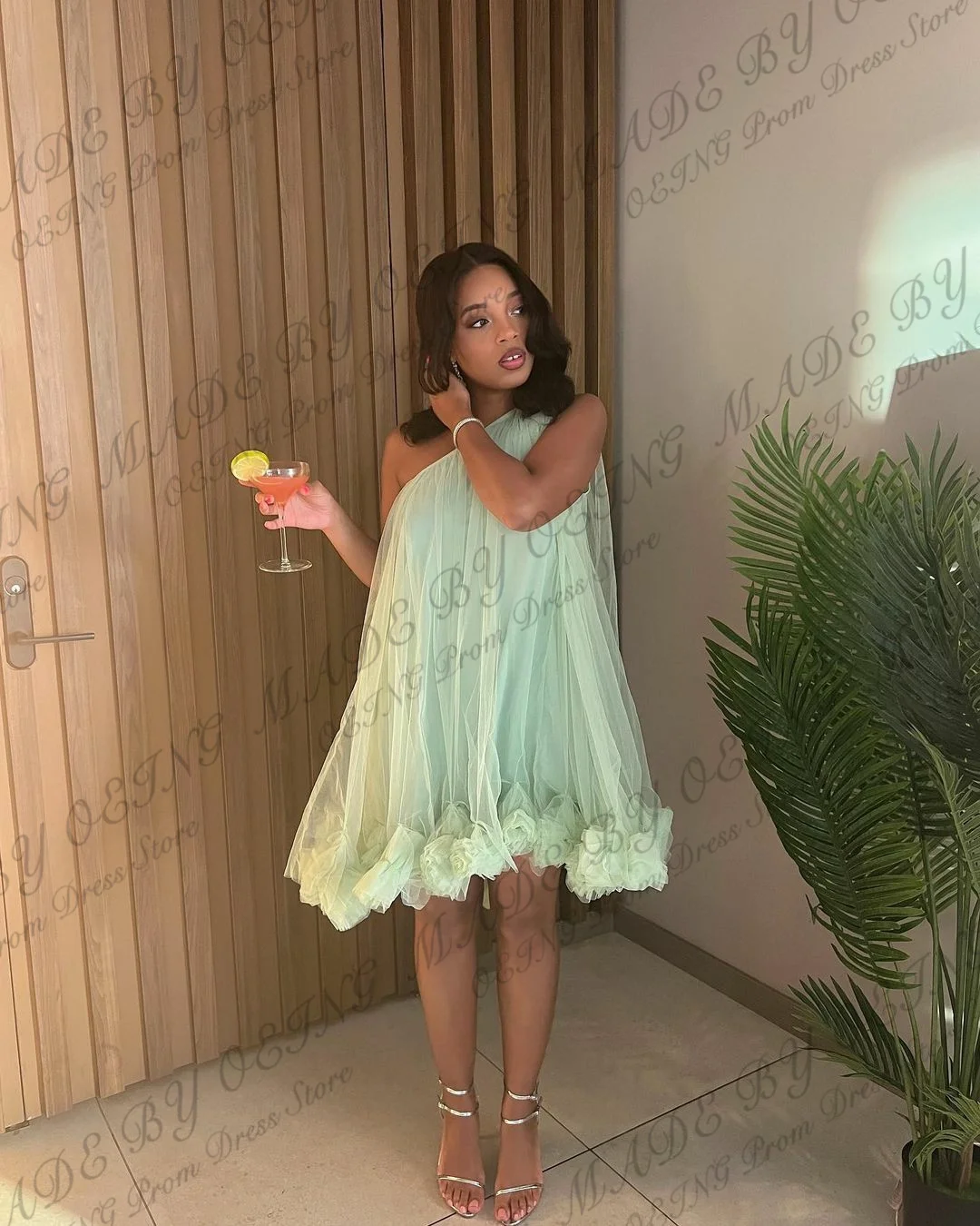 OEING Mint Green Short Prom Dresses Simple One Shoulder Tiered Mini Homecoming Dress Elegant Formal Party Gowns Gala Customized