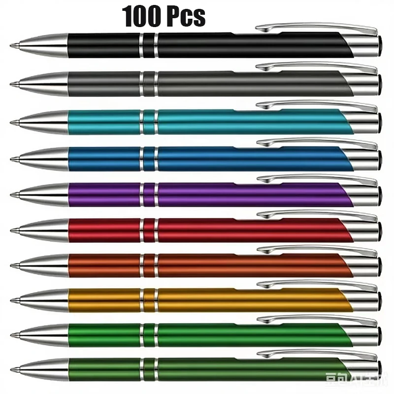 100Pcs Metal Twist Ballpoint Pens Lightweight Aluminum Rotating Signature Pens Multi Color Office Pen for Student Wedding Even