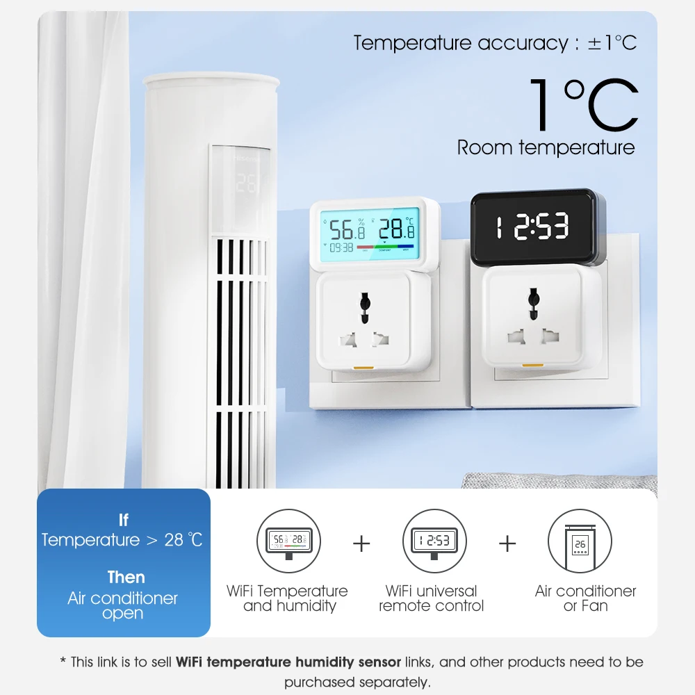 DC 5V Tuya Thermohygrometer Wireless WiFi Thermometer Hygrometer Temperature Humidity Tester Sensor Support For Alexa Google