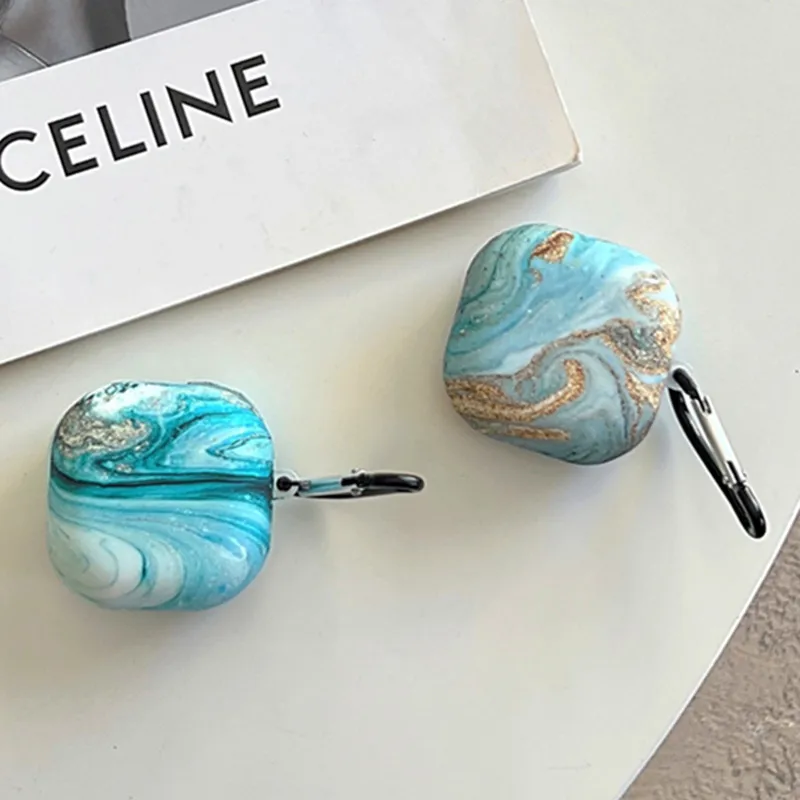 For Samsung Galaxy Buds Live/Buds pro/buds 2/buds 2 pro,popular funny Luxury colored marble pattern Earphone protective cover