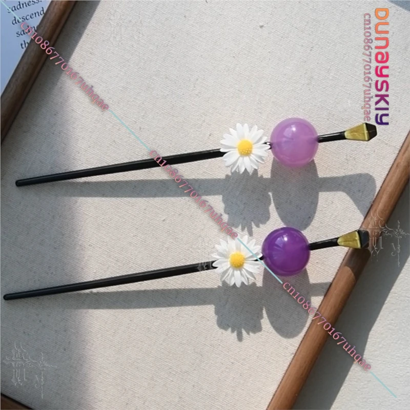 Tamayo Cos Flower Bead Ornament Hairpin Anime Role Play Hair Styling Prop Retro Hair Stick Cos Show Stage Accessory Collectible - view 3