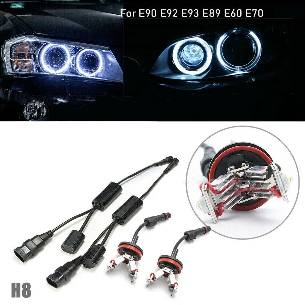 1Set Car Halo Angel Eyes LED Light H8 6W White Bulbs for BMW E90 E92 E93 E89 E60 E70